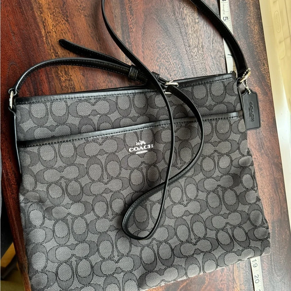 Coach Signature Black and Gray Messenger Bag